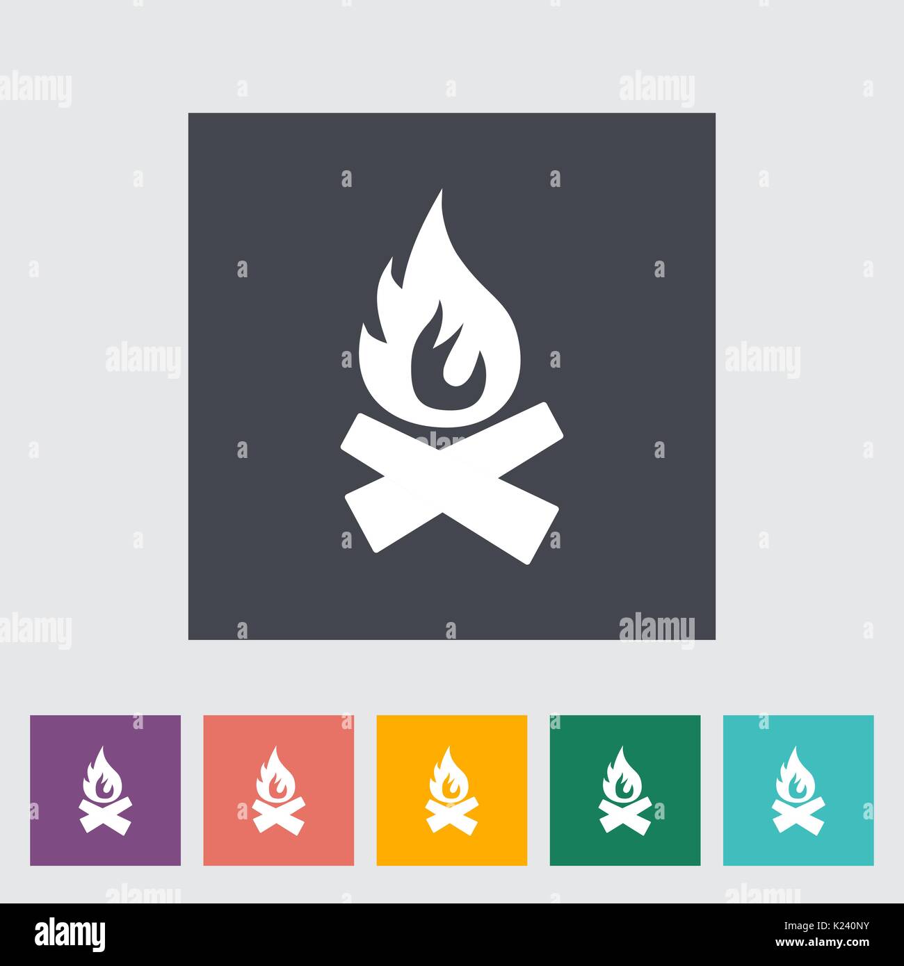 Bonfire. Single flat icon on the button. Vector illustration Stock ...