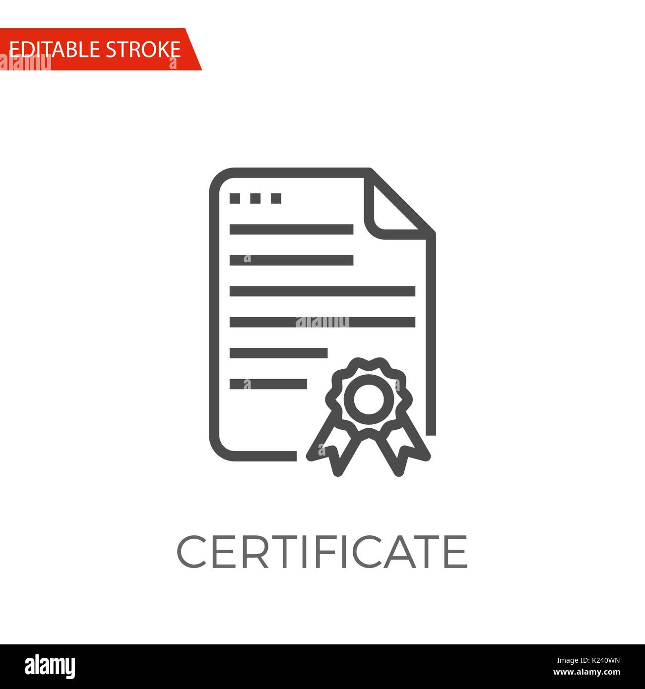 Certificate Thin Line Vector Icon. Flat Icon Isolated on the White Background. Editable Stroke EPS file. Vector illustration. Stock Vector