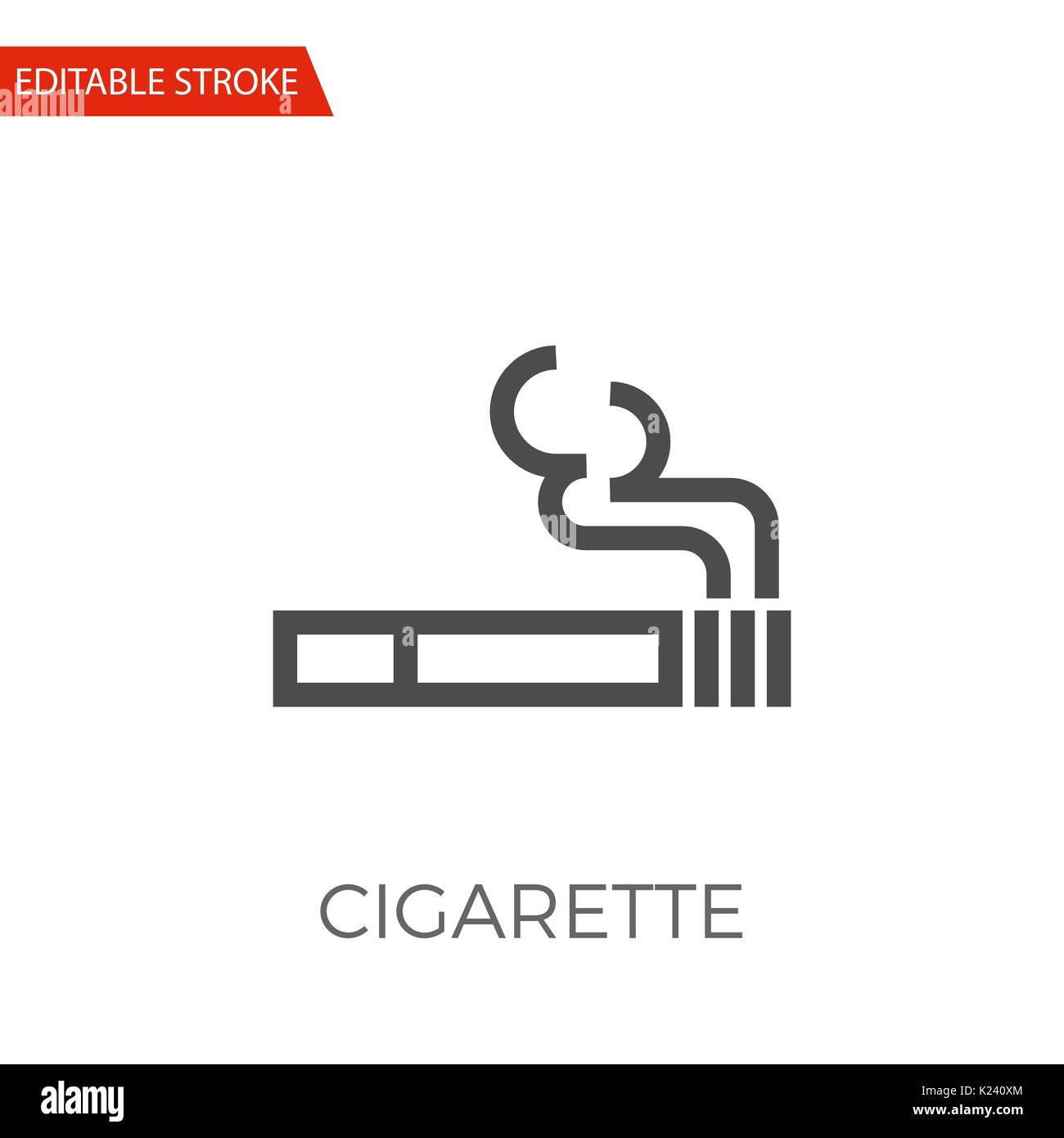 Cigarette Thin Line Vector Icon. Flat Icon Isolated on the White Background. Editable Stroke EPS file. Vector illustration. Stock Vector