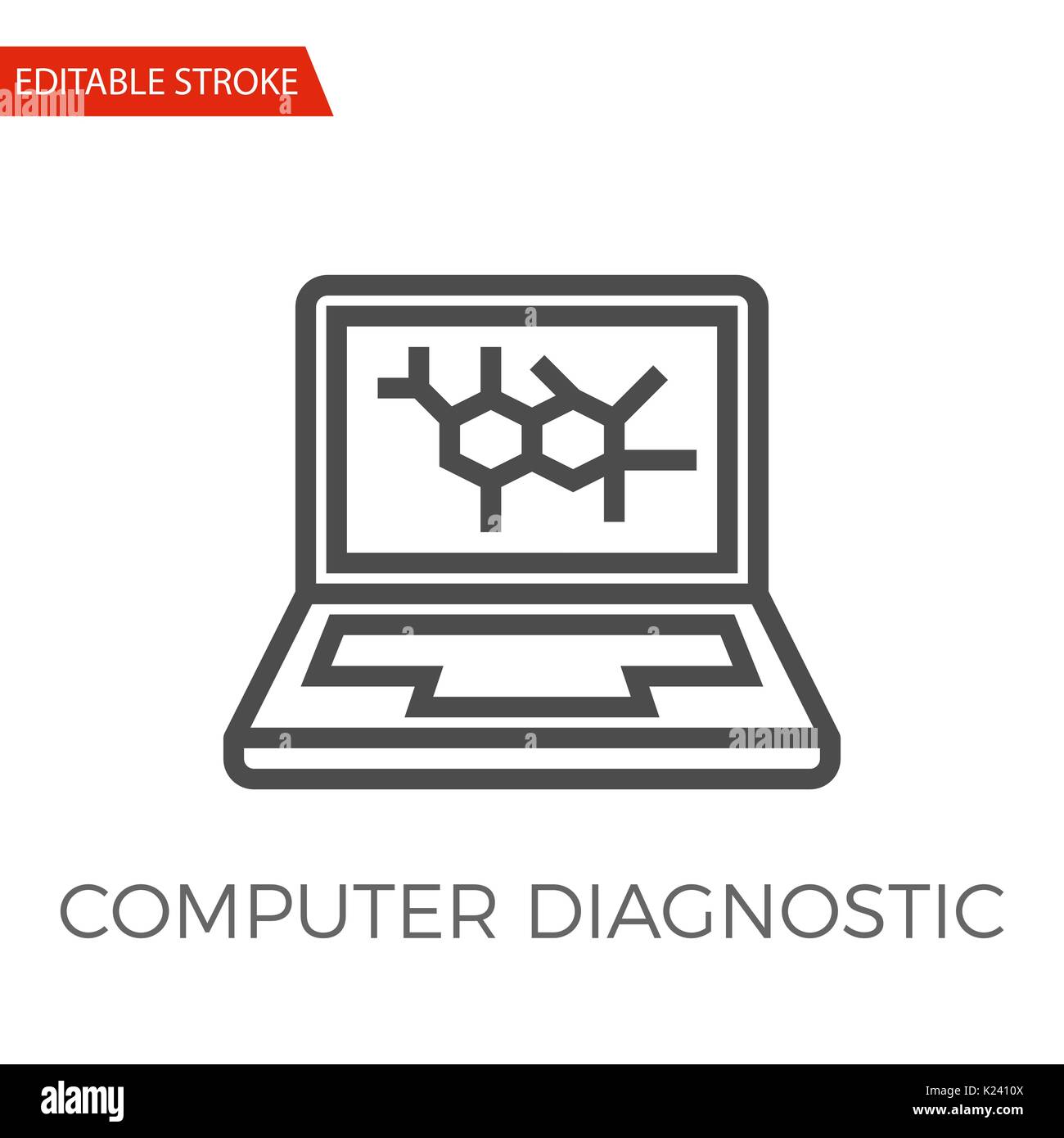 Computer Diagnostic Thin Line Vector Icon. Flat Icon Isolated on the White Background. Editable Stroke EPS file. Vector illustration. Stock Vector