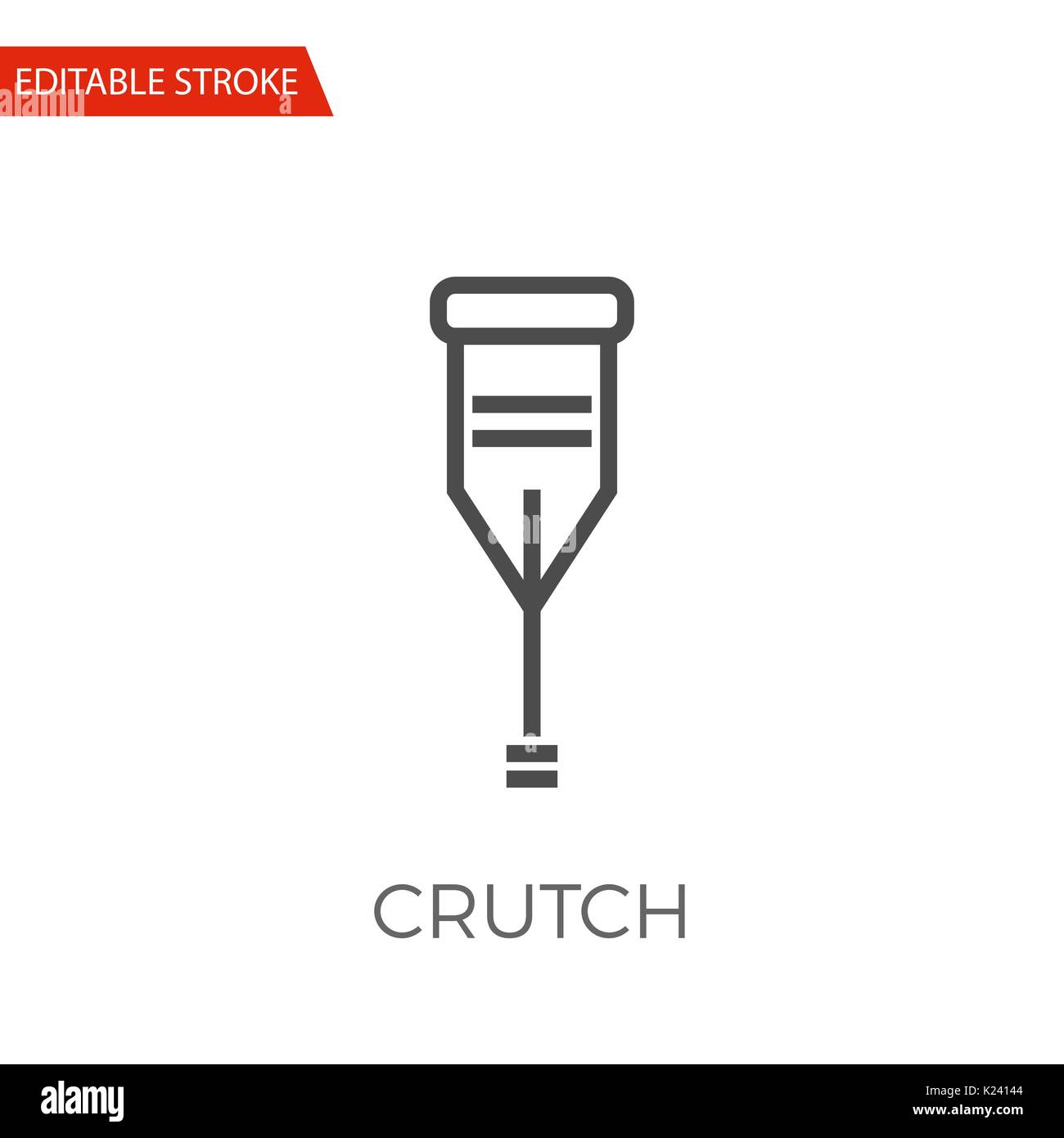 Crutch Thin Line Vector Icon. Flat Icon Isolated on the White Background. Editable Stroke EPS file. Vector illustration. Stock Vector