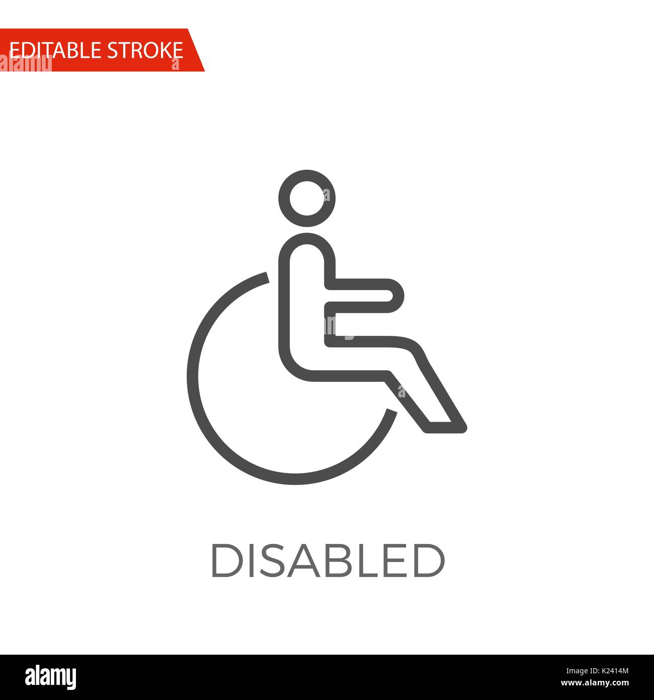 Disabled Thin Line Vector Icon. Flat Icon Isolated on the White Background. Editable Stroke EPS file. Vector illustration. Stock Vector