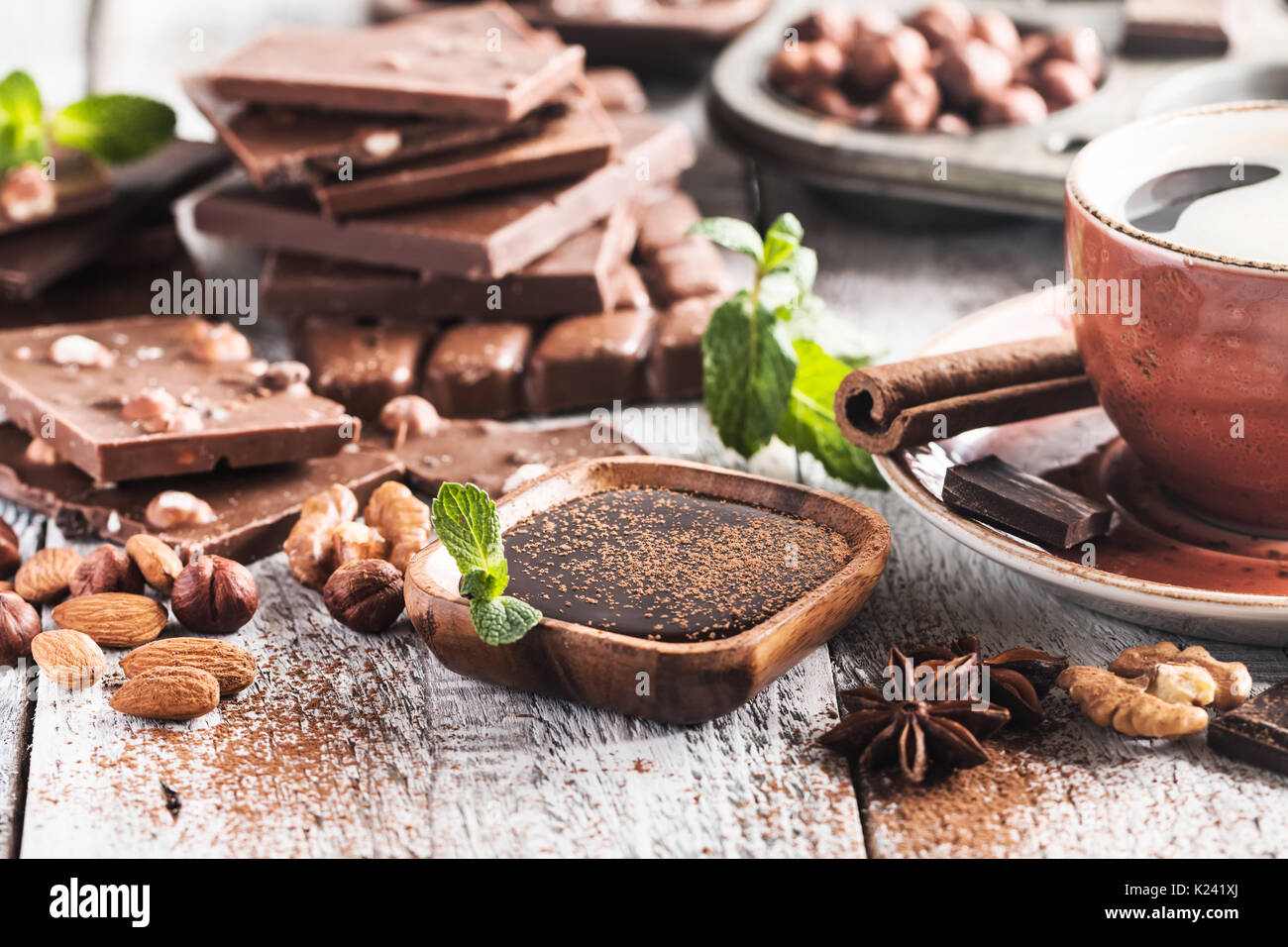 Assortment of chocolate types Stock Photo Alamy