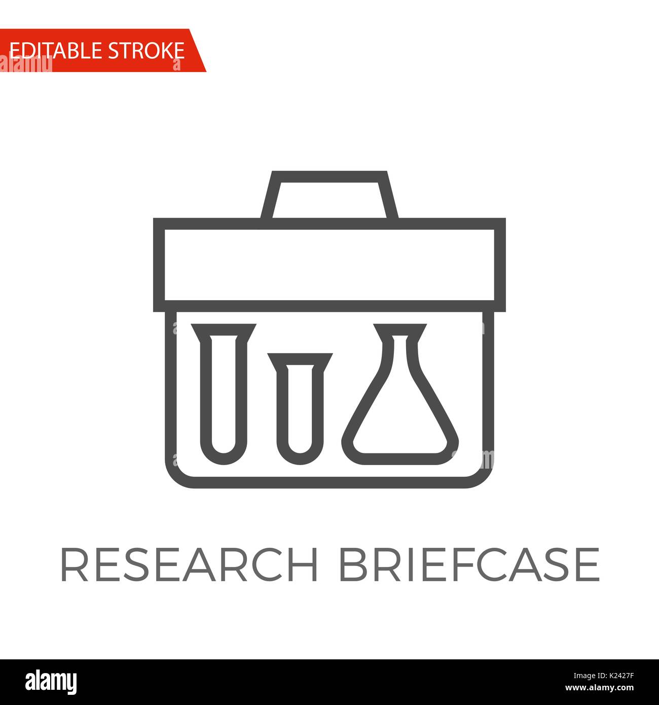 Research Briefcase Thin Line Vector Icon. Flat Icon Isolated on the White Background. Editable Stroke EPS file. Vector illustration. Stock Vector