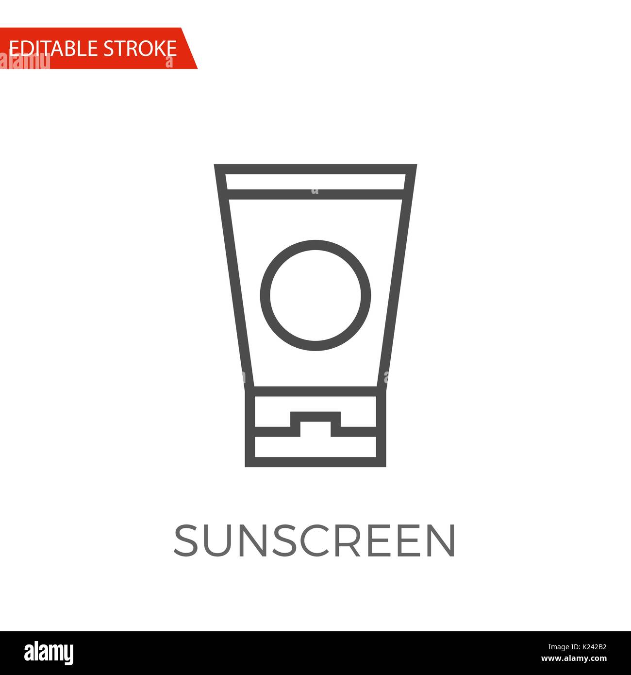 Sunscreen Thin Line Vector Icon. Flat Icon Isolated on the White Background. Editable Stroke EPS file. Vector illustration. Stock Vector