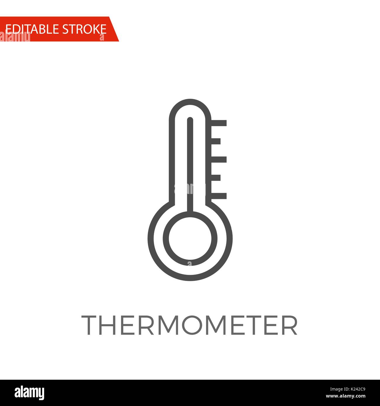 Thermometer Thin Line Vector Icon. Flat Icon Isolated on the White Background. Editable Stroke EPS file. Vector illustration. Stock Vector