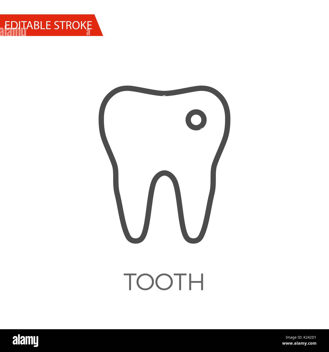 Tooth Thin Line Vector Icon. Flat Icon Isolated on the White Background. Editable Stroke EPS file. Vector illustration. Stock Vector