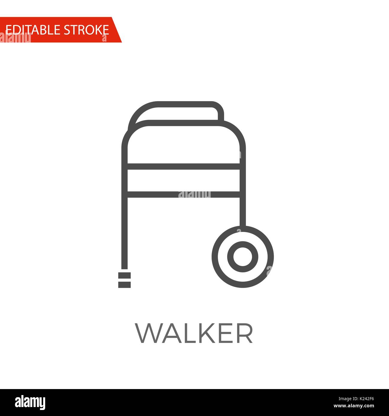 Walker Thin Line Vector Icon. Flat Icon Isolated on the White Background. Editable Stroke EPS file. Vector illustration. Stock Vector