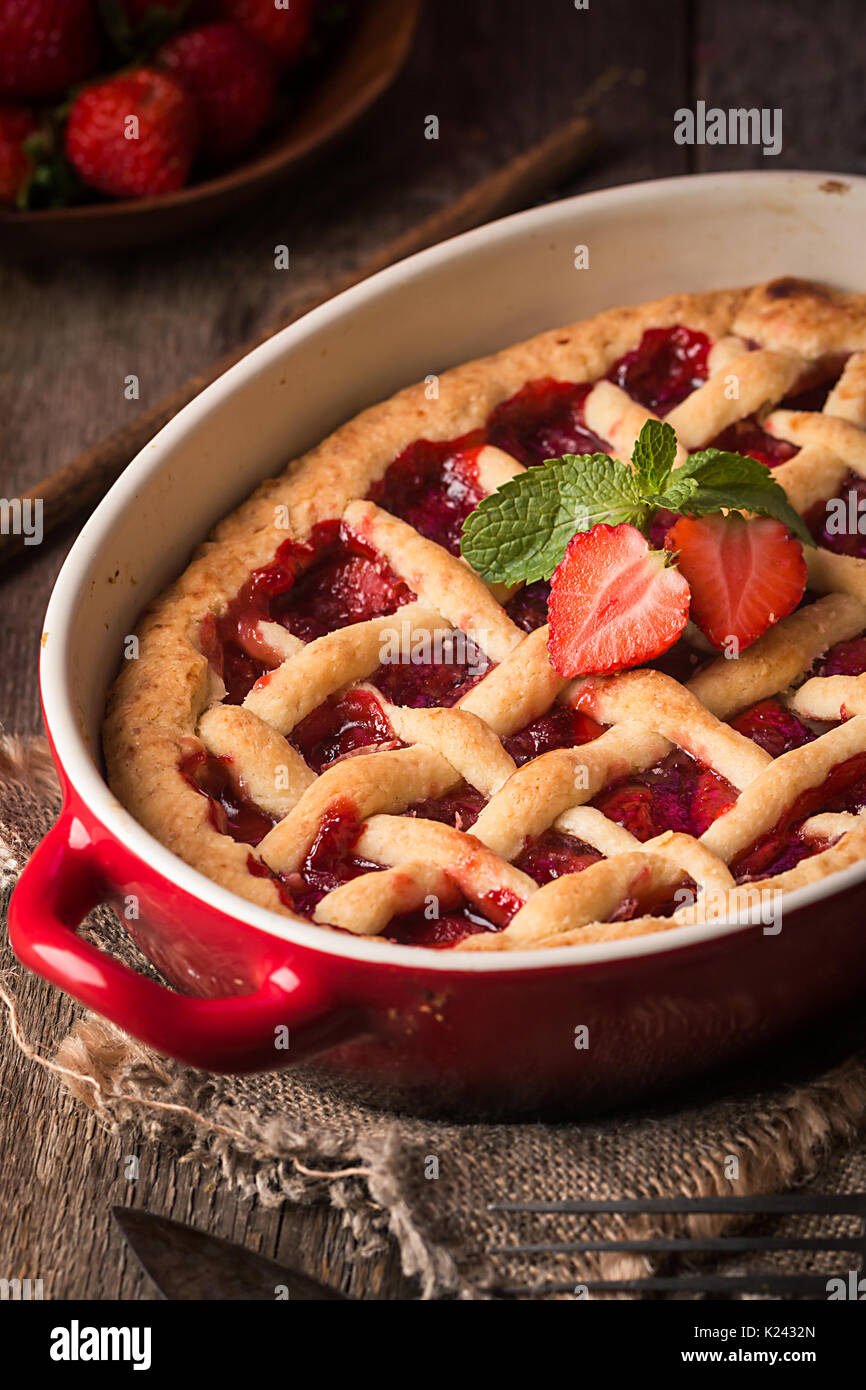 traditional-strawberry-pie-stock-photo-alamy