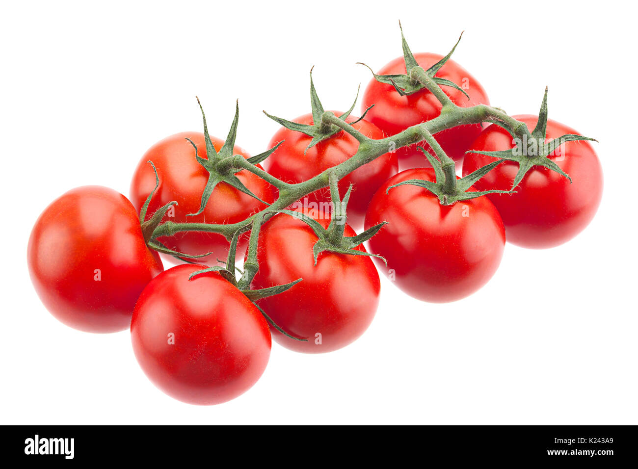 Cherry tomato bunch closeup isolated on white background Stock Photo ...