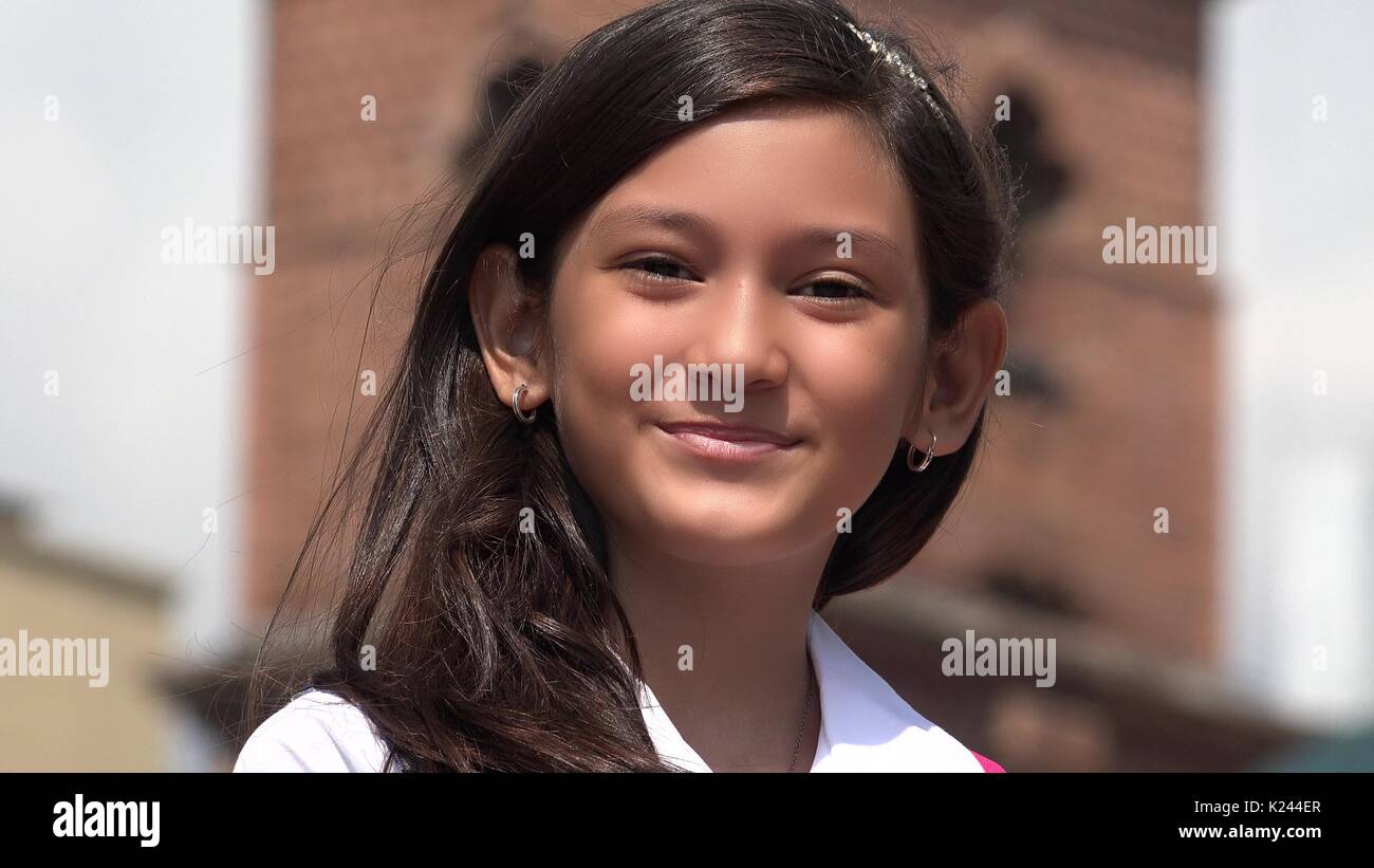 Shy Cute Colombian Girl Stock Photo