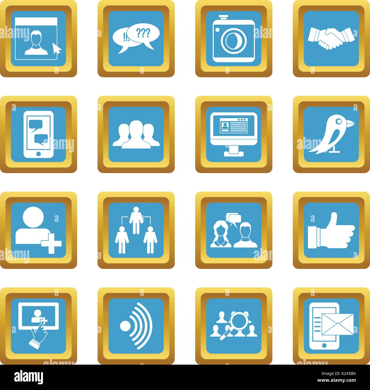 Social network icons azure Stock Vector
