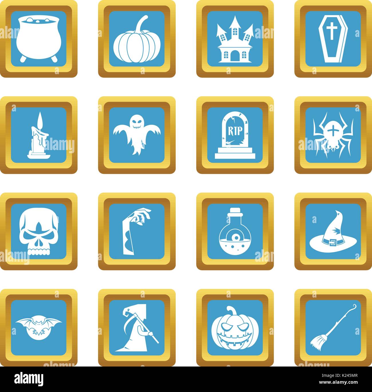Halloween icons azure Stock Vector