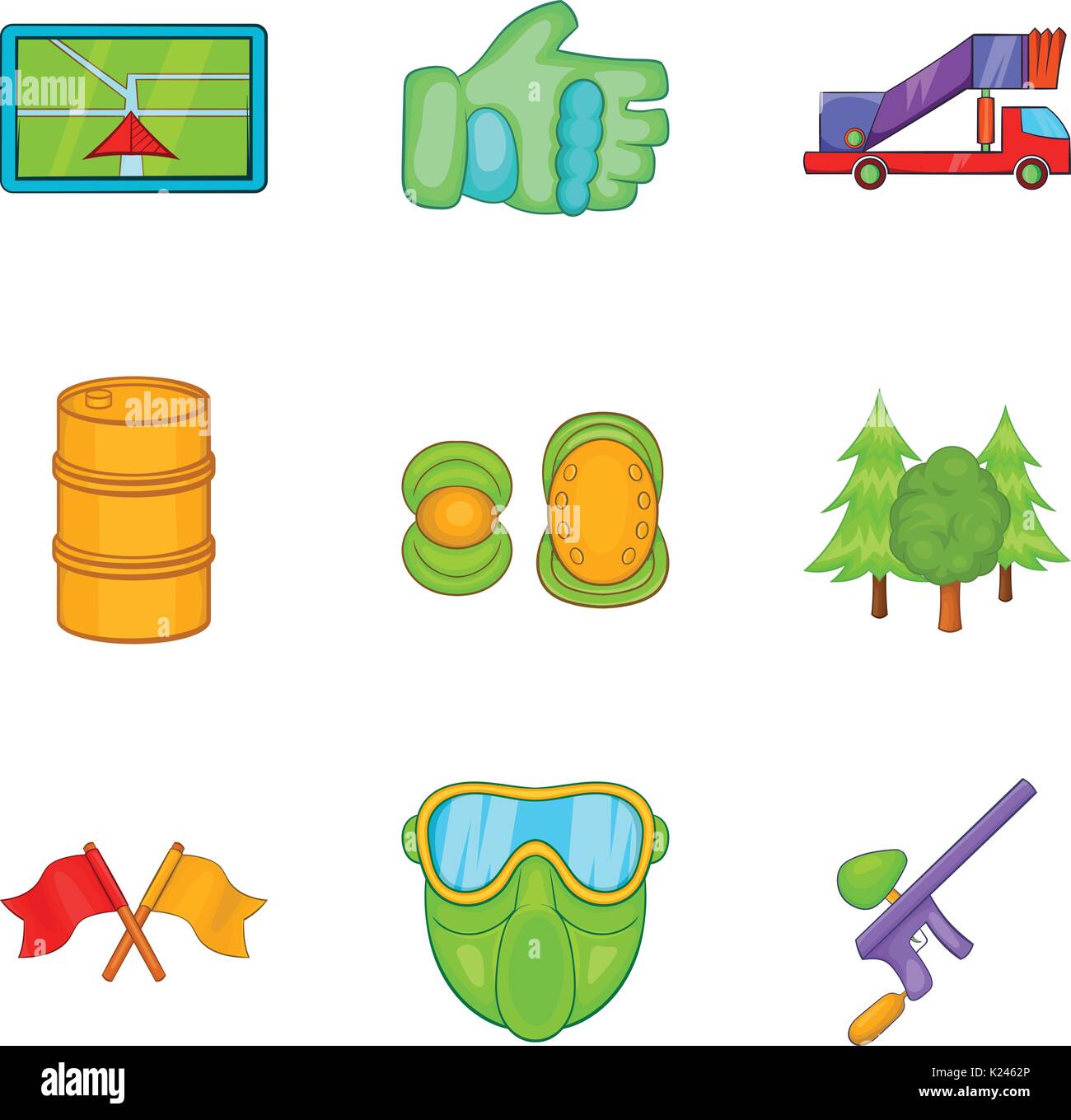 Paintball icons set, cartoon style Stock Vector Image & Art - Alamy