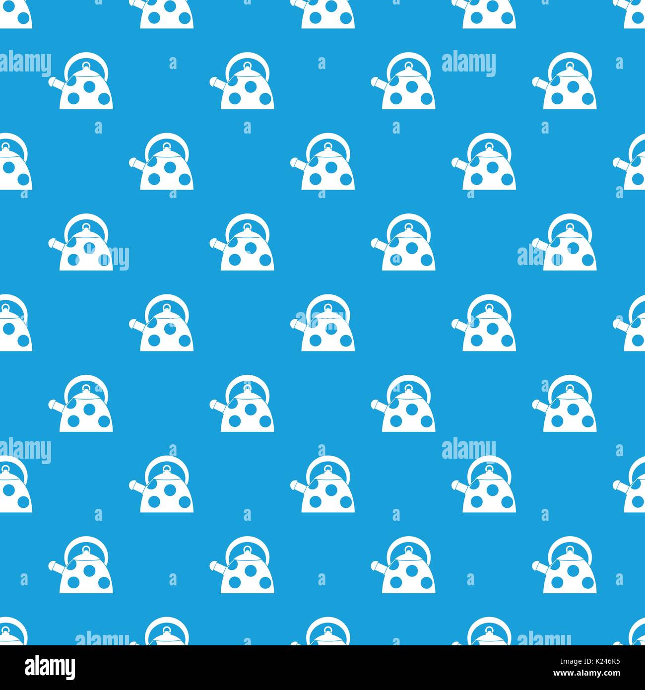 Kettle with white dots pattern seamless blue Stock Vector