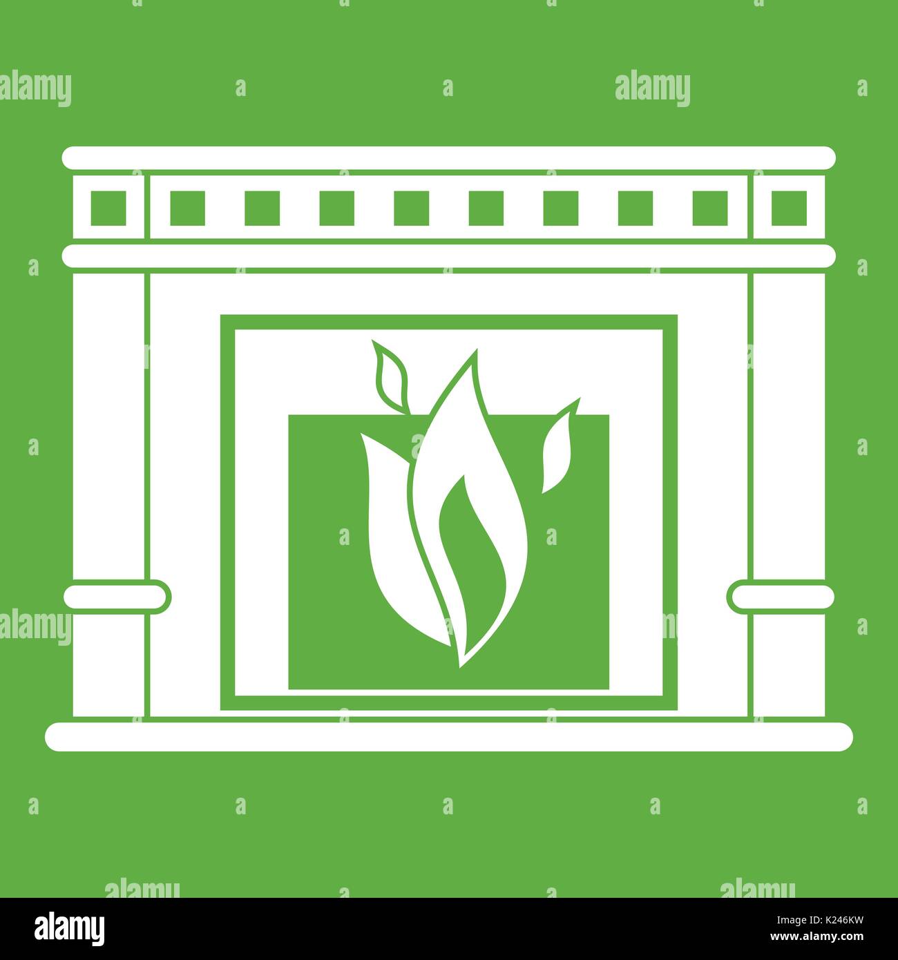 Electric fireplace icon green Stock Vector