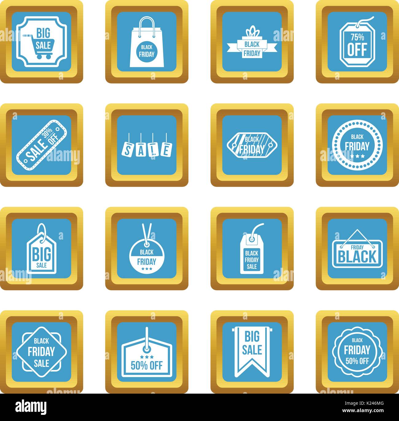 Black Friday icons azure Stock Vector