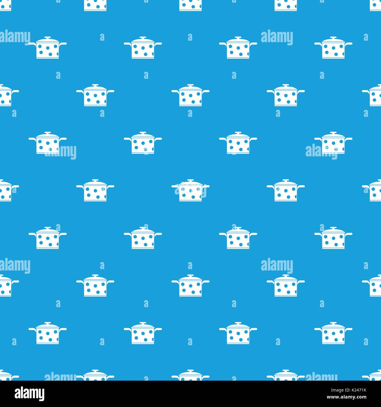 Saucepan with white dots pattern seamless blue Stock Vector