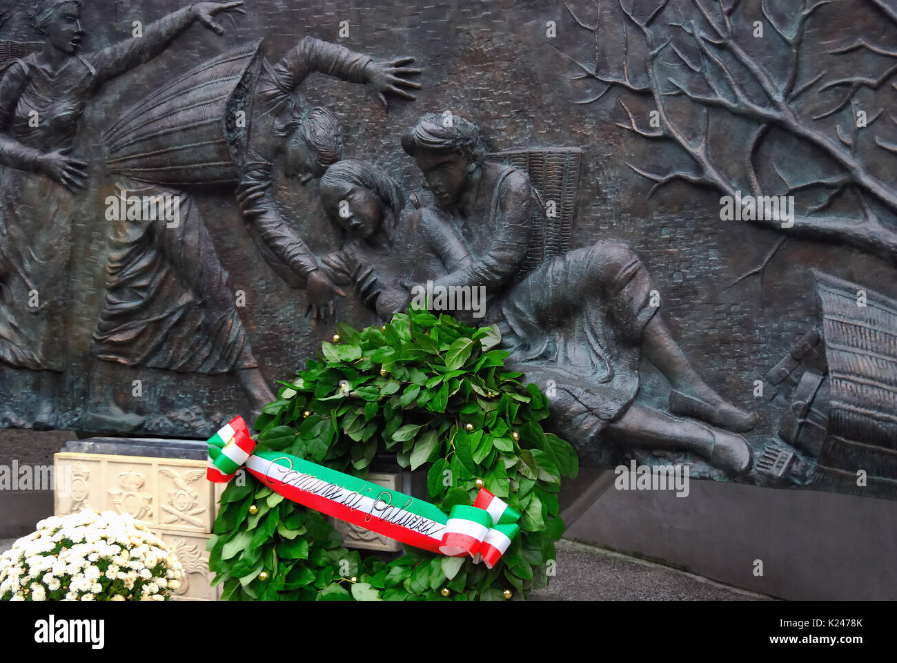 Timau, Carnic Alps, Italy. Monument to Maria Plozner Mentil and the Carnic bearer women. During the First World War, they transported supplies and munitions to the first Italian lines. Stock Photo