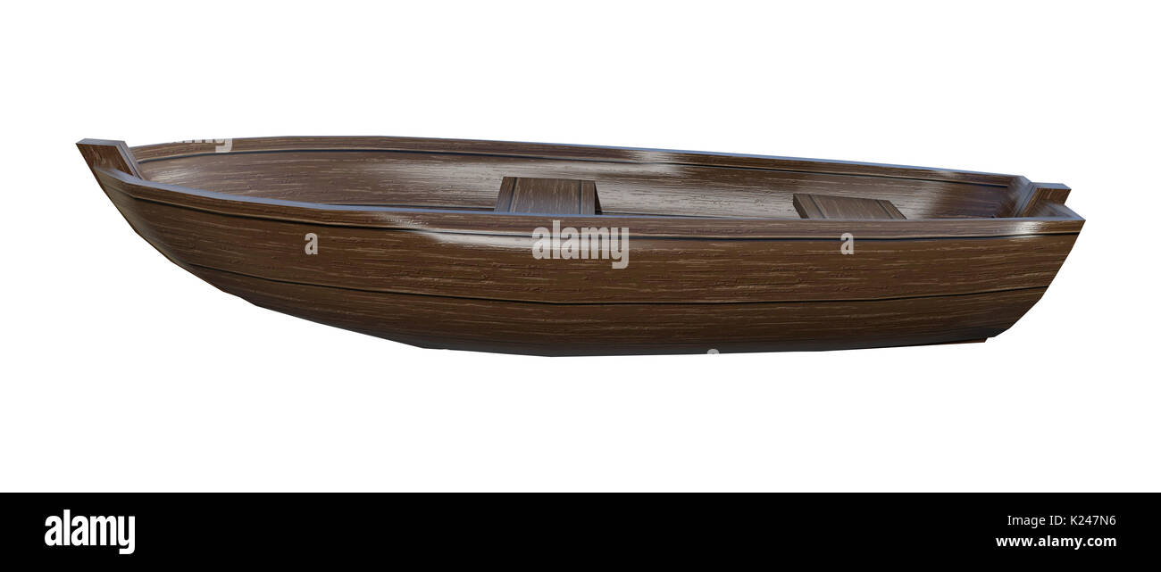 Wooden Boat Model Isolated Over A White Background 3d Stock Photo -  Download Image Now - iStock