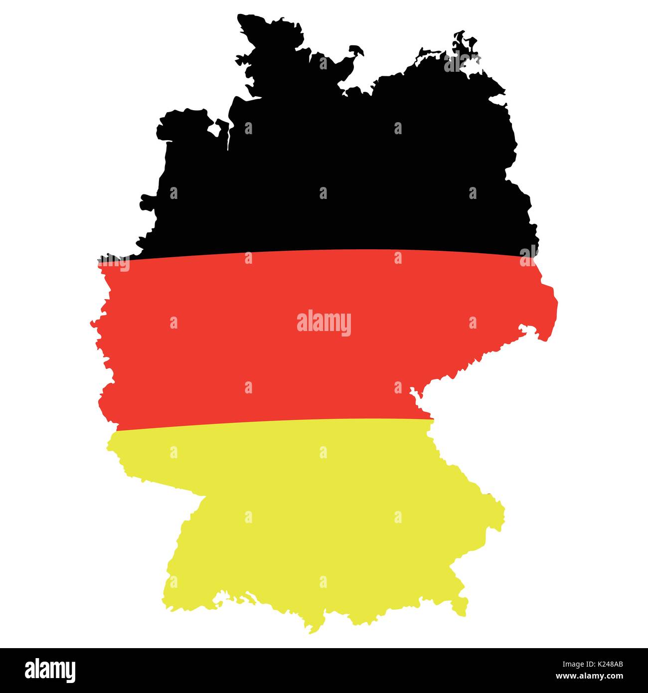 German flag on map. Vector illustration isolated on white. Template for
