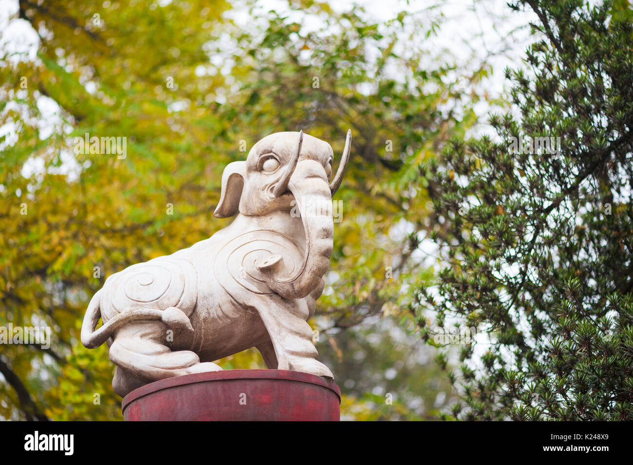 https://c8.alamy.com/comp/K248X9/white-elephant-statue-against-trees-in-china-K248X9.jpg