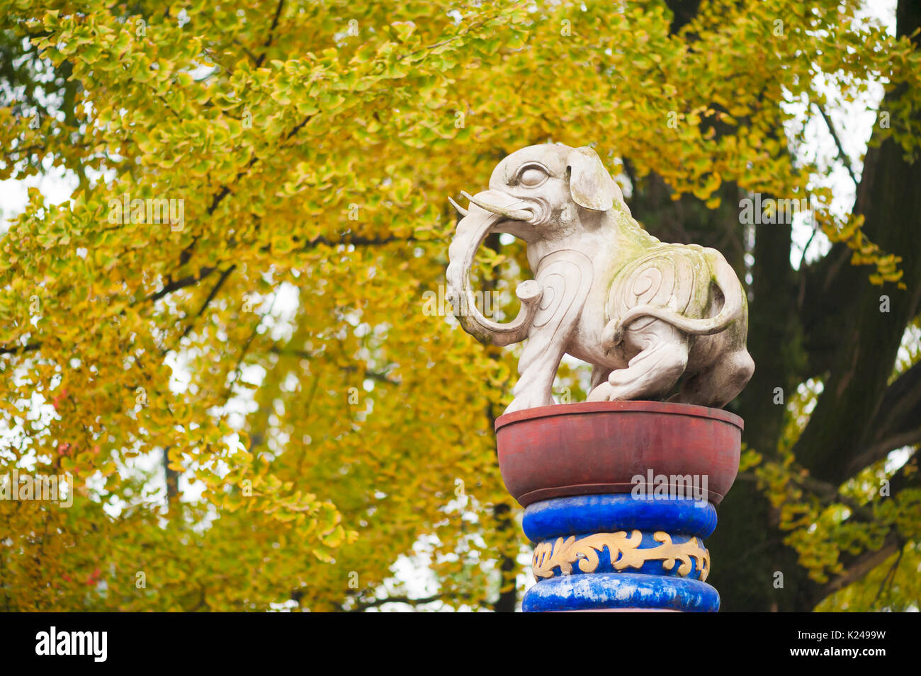 White elephant statue against trees in China Stock Photo Alamy