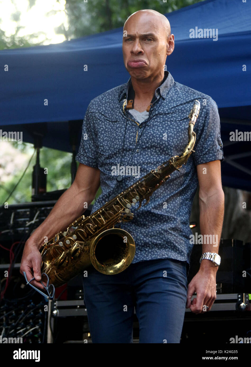 New York, New York, USA. 27th Aug, 2017. Jazz saxophonist JOSHUA REDMAN performs during the 25th