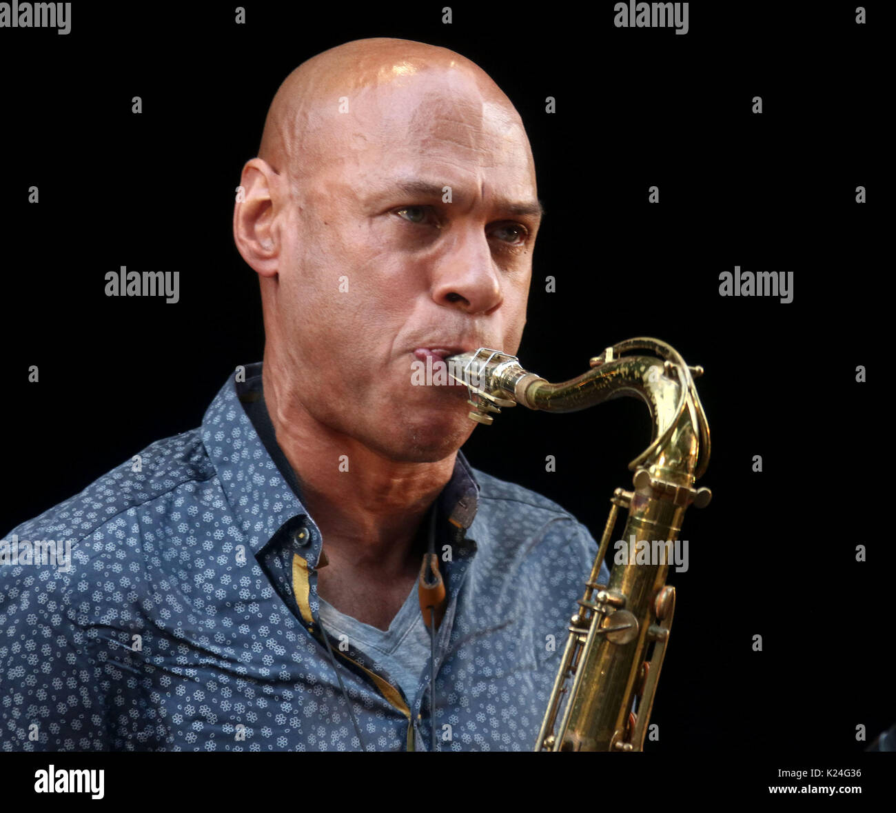New York, New York, USA. 27th Aug, 2017. Jazz saxophonist JOSHUA REDMAN performs during the 25th