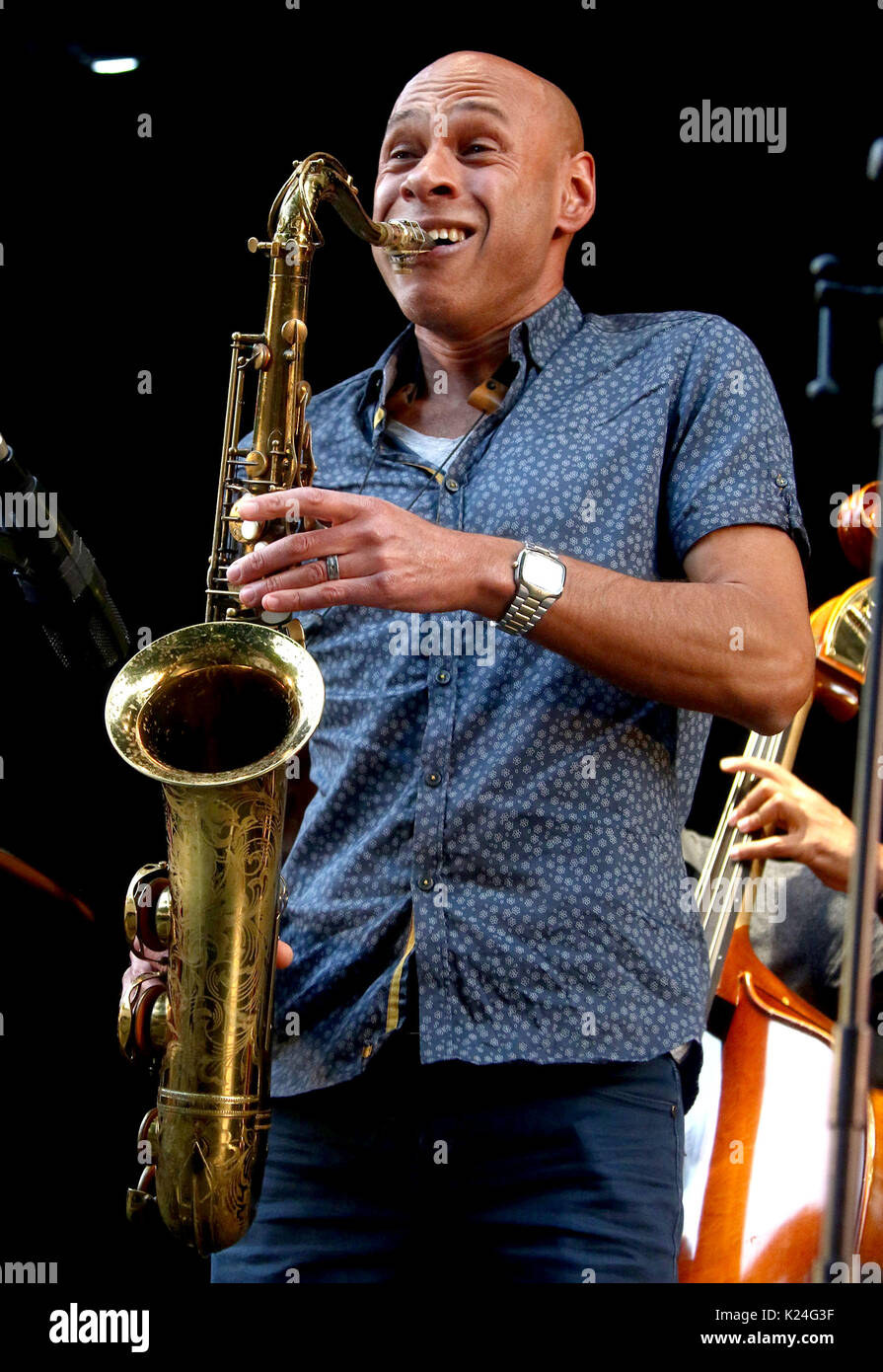 New York, New York, USA. 27th Aug, 2017. Jazz saxophonist JOSHUA REDMAN performs during the 25th