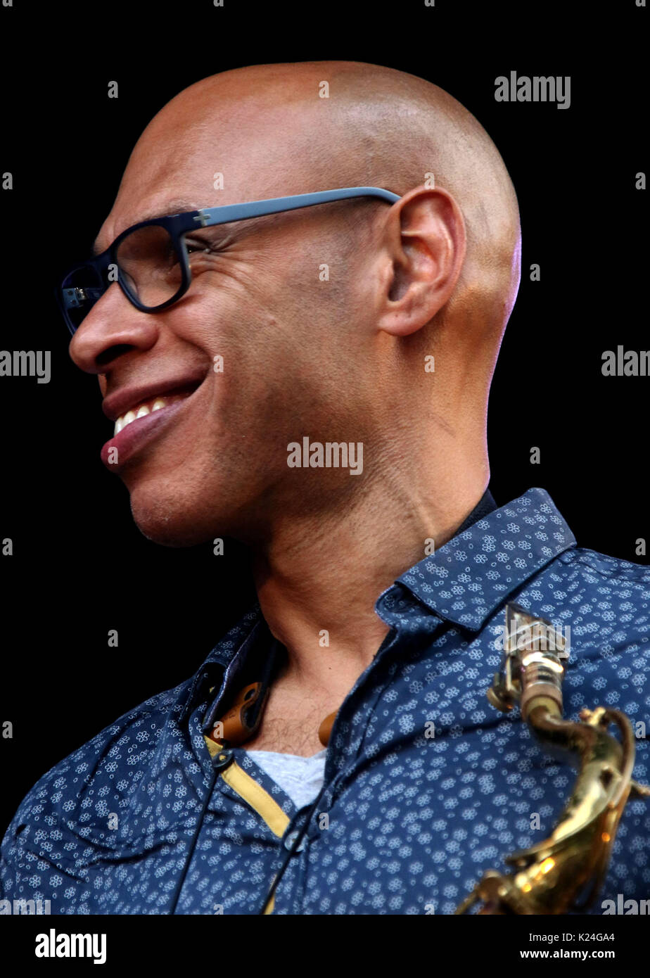 New York, New York, USA. 27th Aug, 2017. Jazz saxophonist JOSHUA REDMAN performs during the 25th