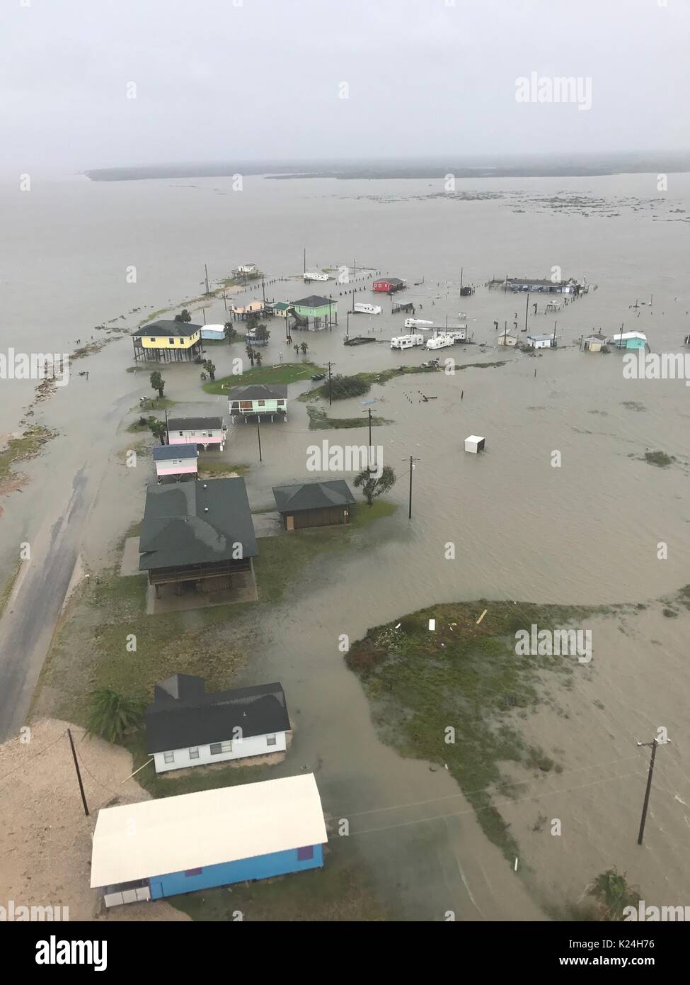 Damaged and flooded homes destroyed by Hurricane Harvey along the Gulf Coast August 28, 2016