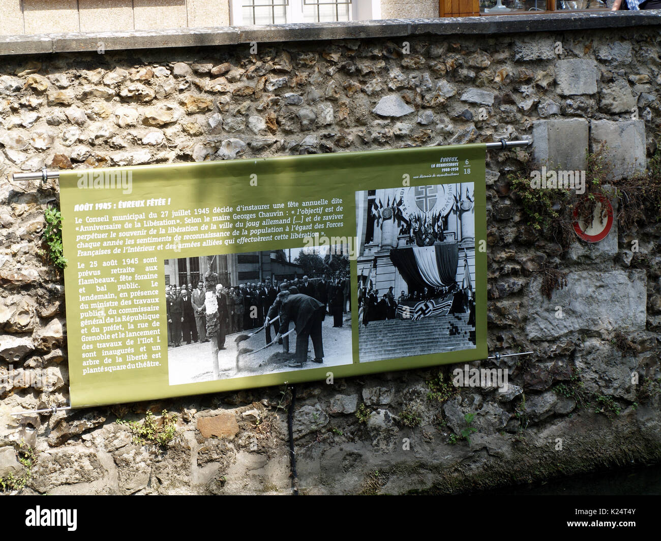 Nazi Renaissance Banner showing The renaissance of Evreux 1944 to 1954 after Nazi ...
