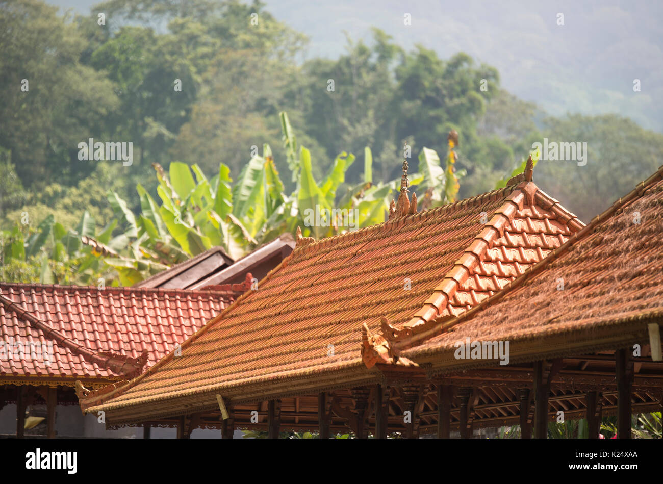 Asian style roofs close up shot. Stock Photo