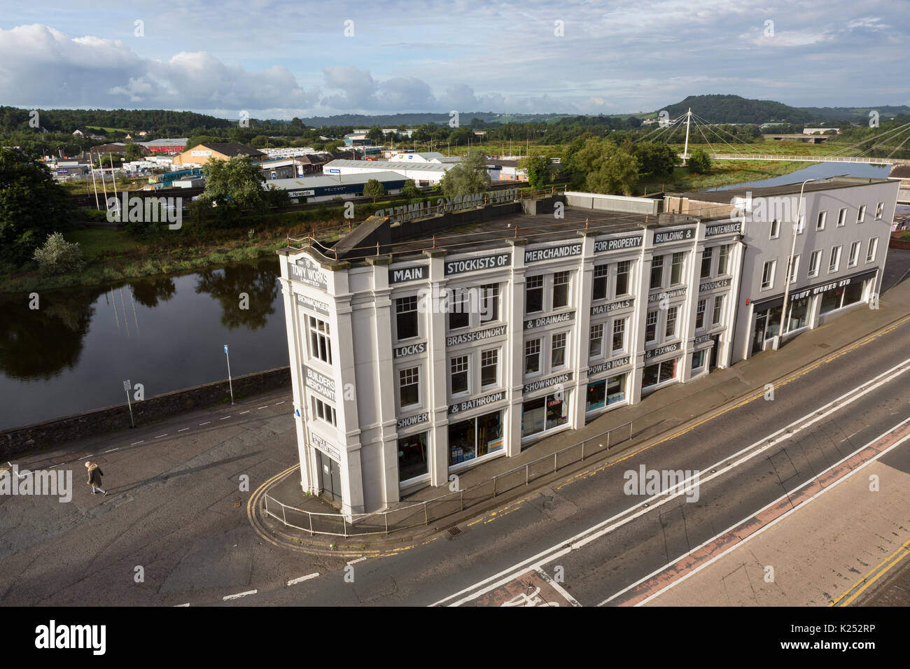 Iconic landmark Towy Works builders' merchants shop / store  in Carmarthenshire, Wales, UK Stock Photo