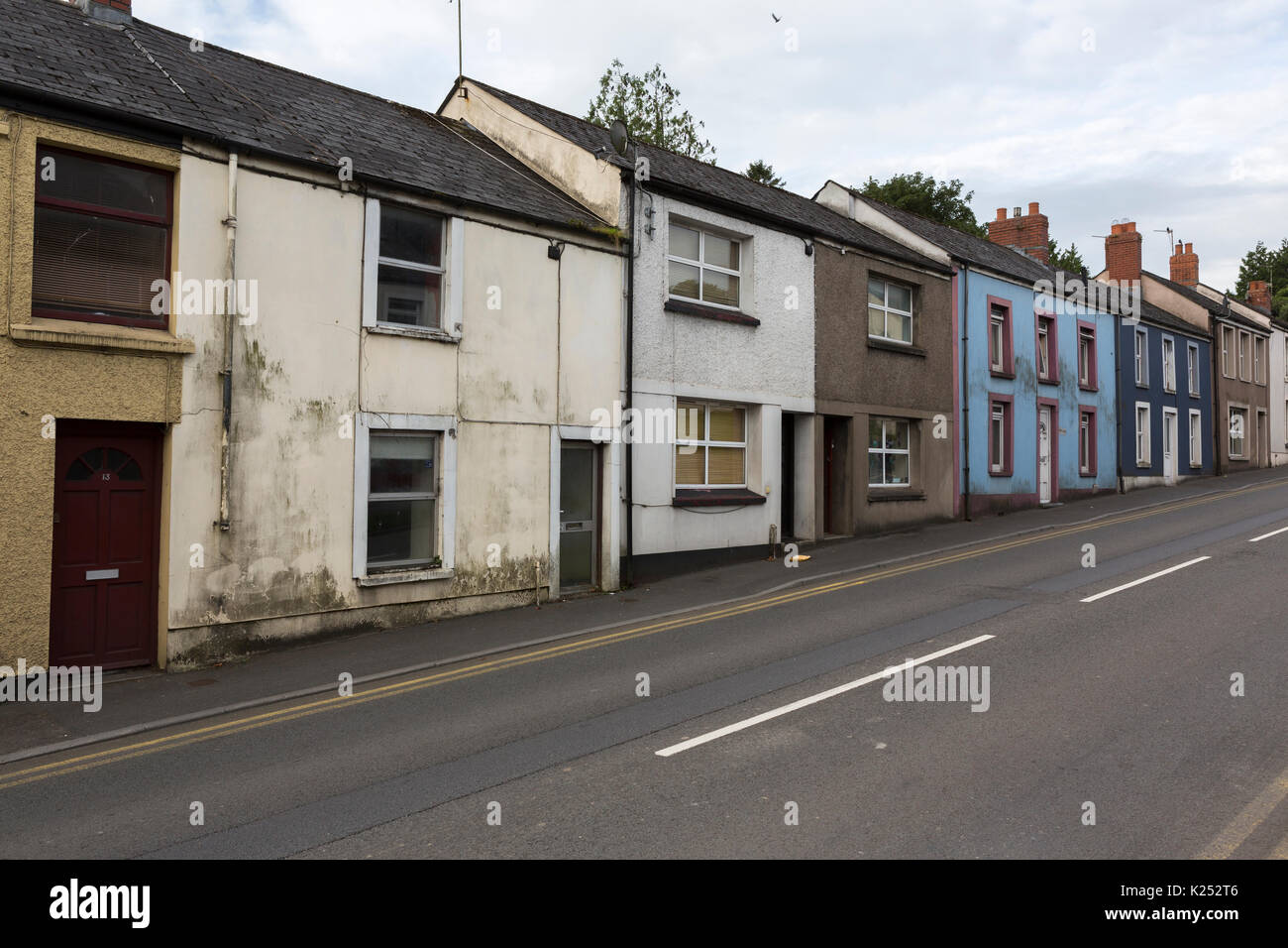 Street of shabby, untidy terraced houses Stock Photo