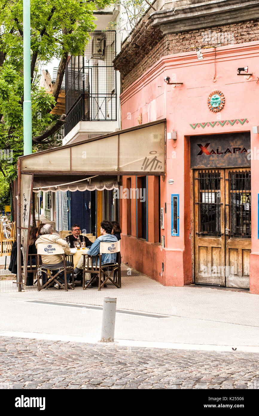 Bar with table on the sidewalk in Palermo neighborhood. Buenos Aires, Argentina. Stock Photo