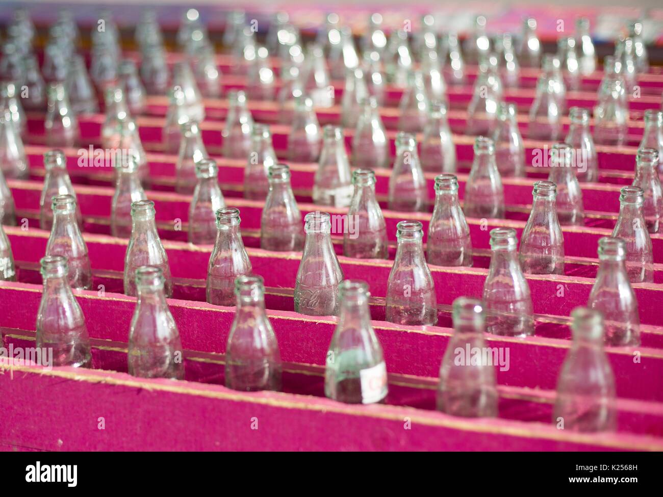 Rows of Coke bottles make up part of a ring toss game at the Minnesota