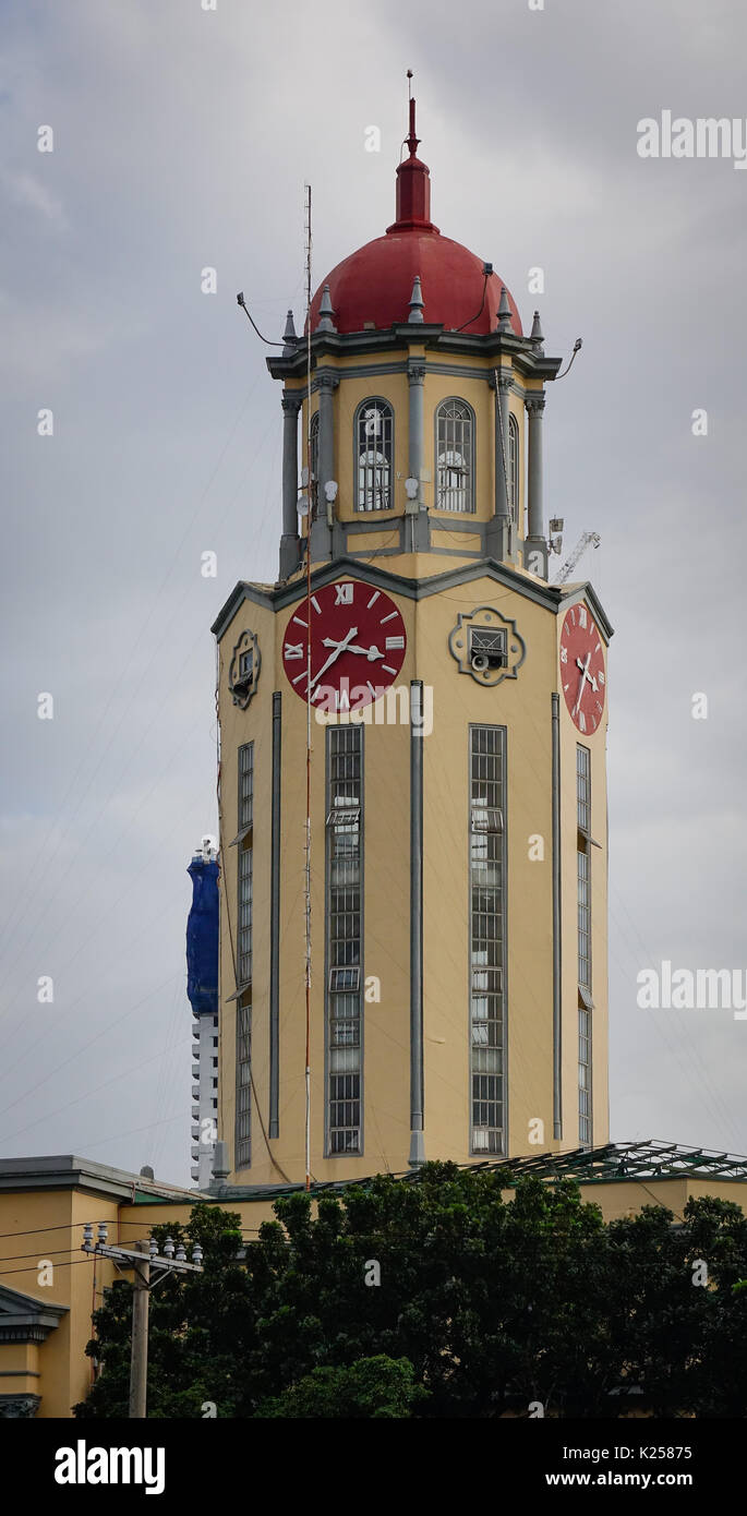 The clock tower of the Manila City Hall in Philippines. Historically, the Manila City Hall is a