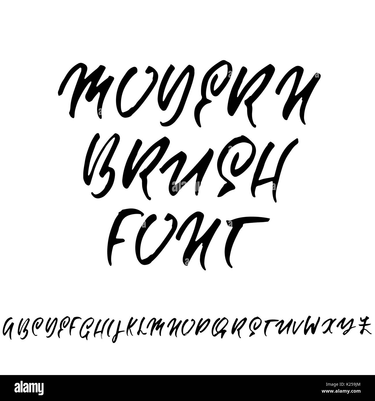 Hand drawn dry brush font. Modern brush lettering. Grunge style ...