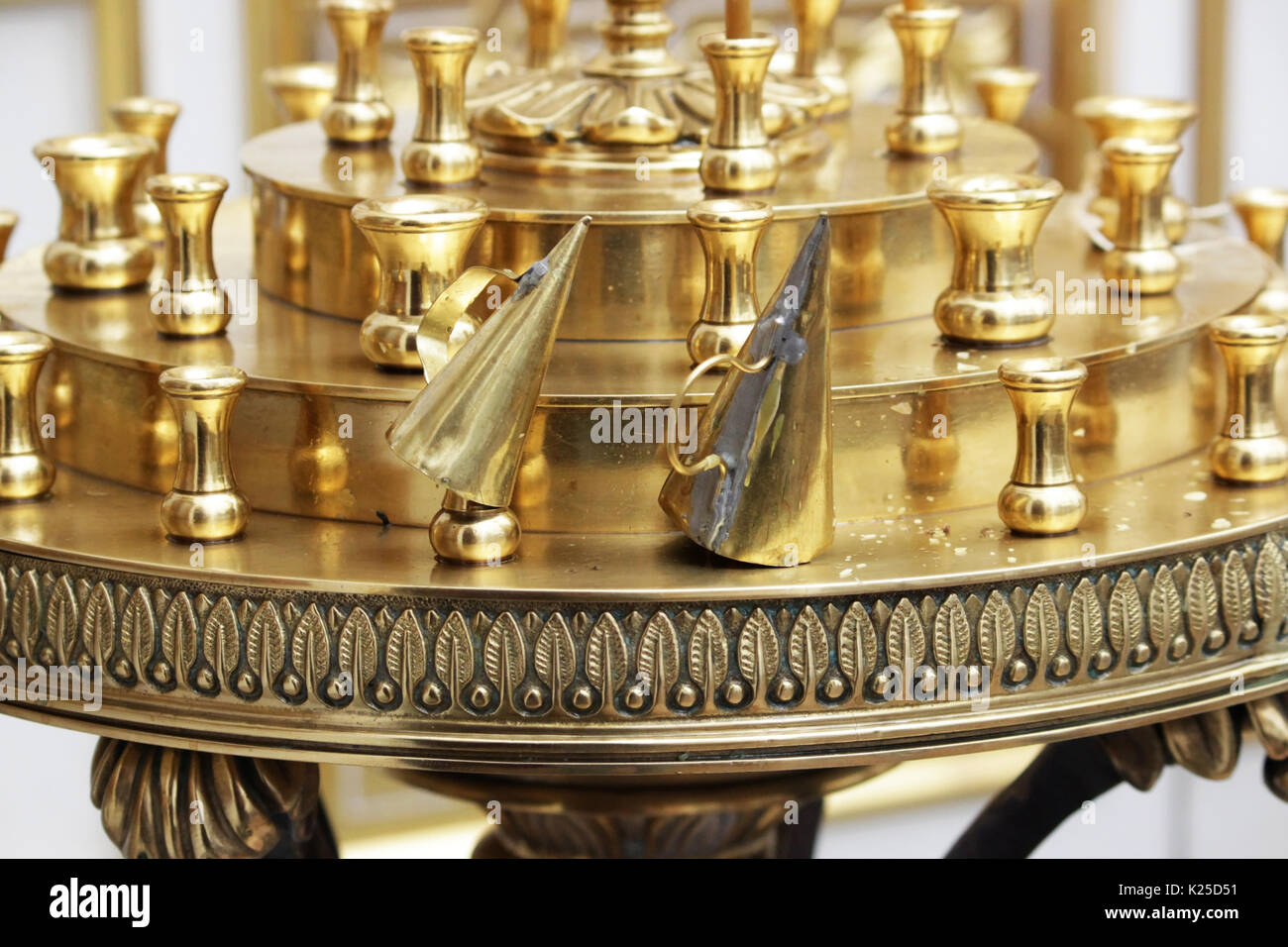 Candlestick in the Orthodox Church for the wax candles in front of the