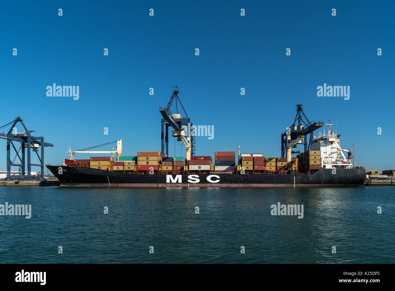 Container ship in the port of Cádiz, Spain Stock Photo Alamy