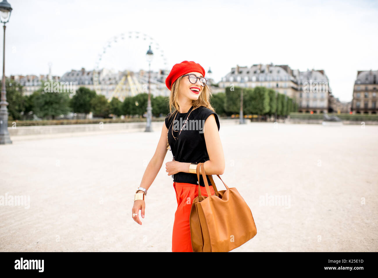 Woman walking in Paris Stock Photo Alamy