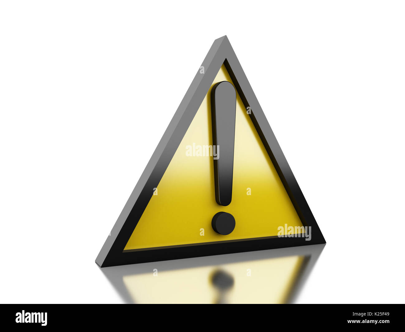 3d illustration. Warning road sign with exclamation mark. Isolated ...