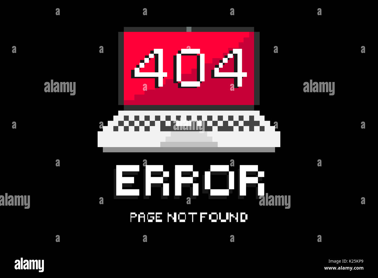 プロフ見てくださいページ 404 error not found page in 8 bit design vector with black