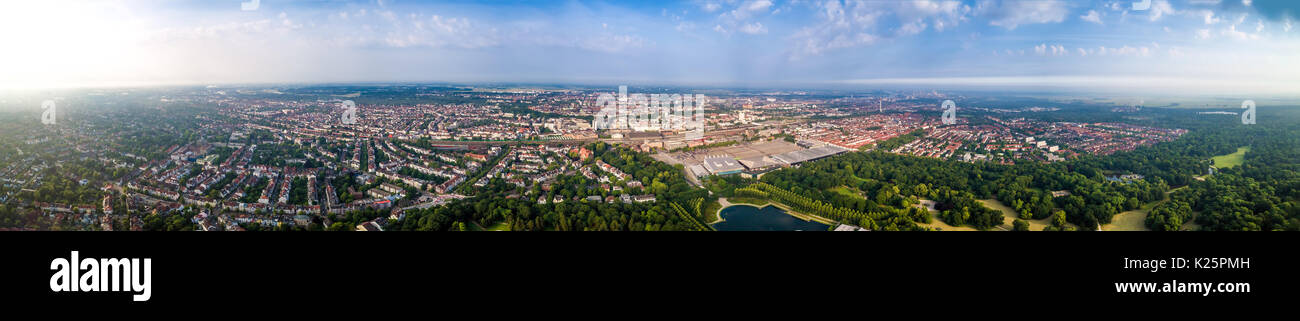 City Municipality of Bremen Aerial FPV drone photography.. Bremen is a major cultural and economic hub in the northern regions of Germany. Stock Photo