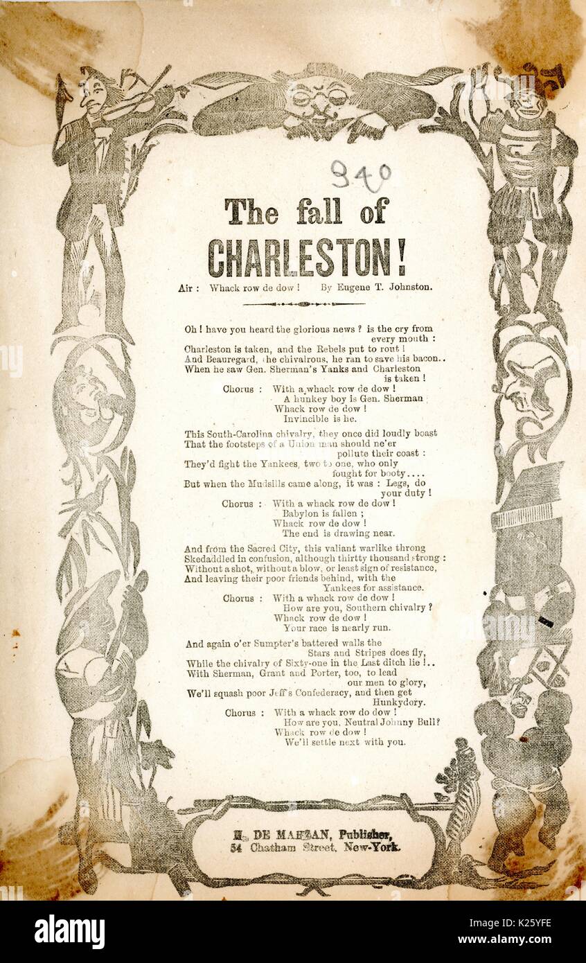 Broadside from the American Civil War entitled 'The Fall of Charleston