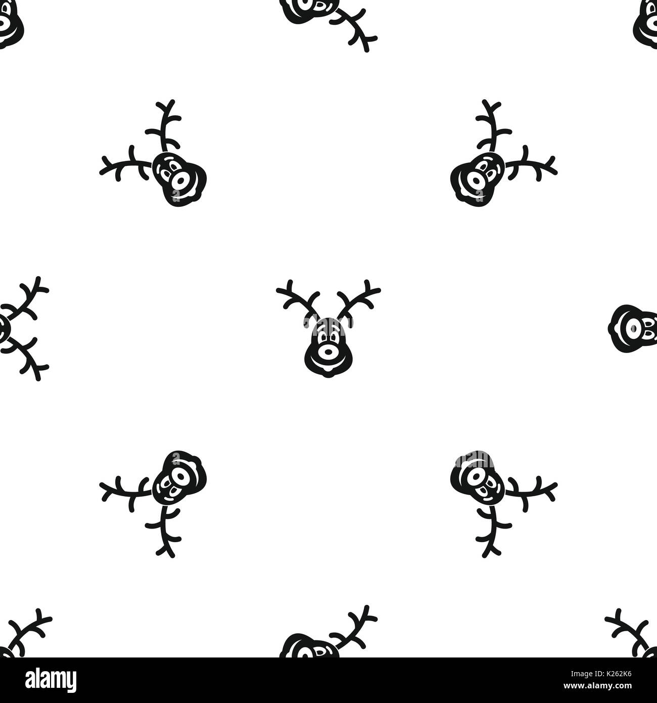 Christmas deer pattern seamless black Stock Image