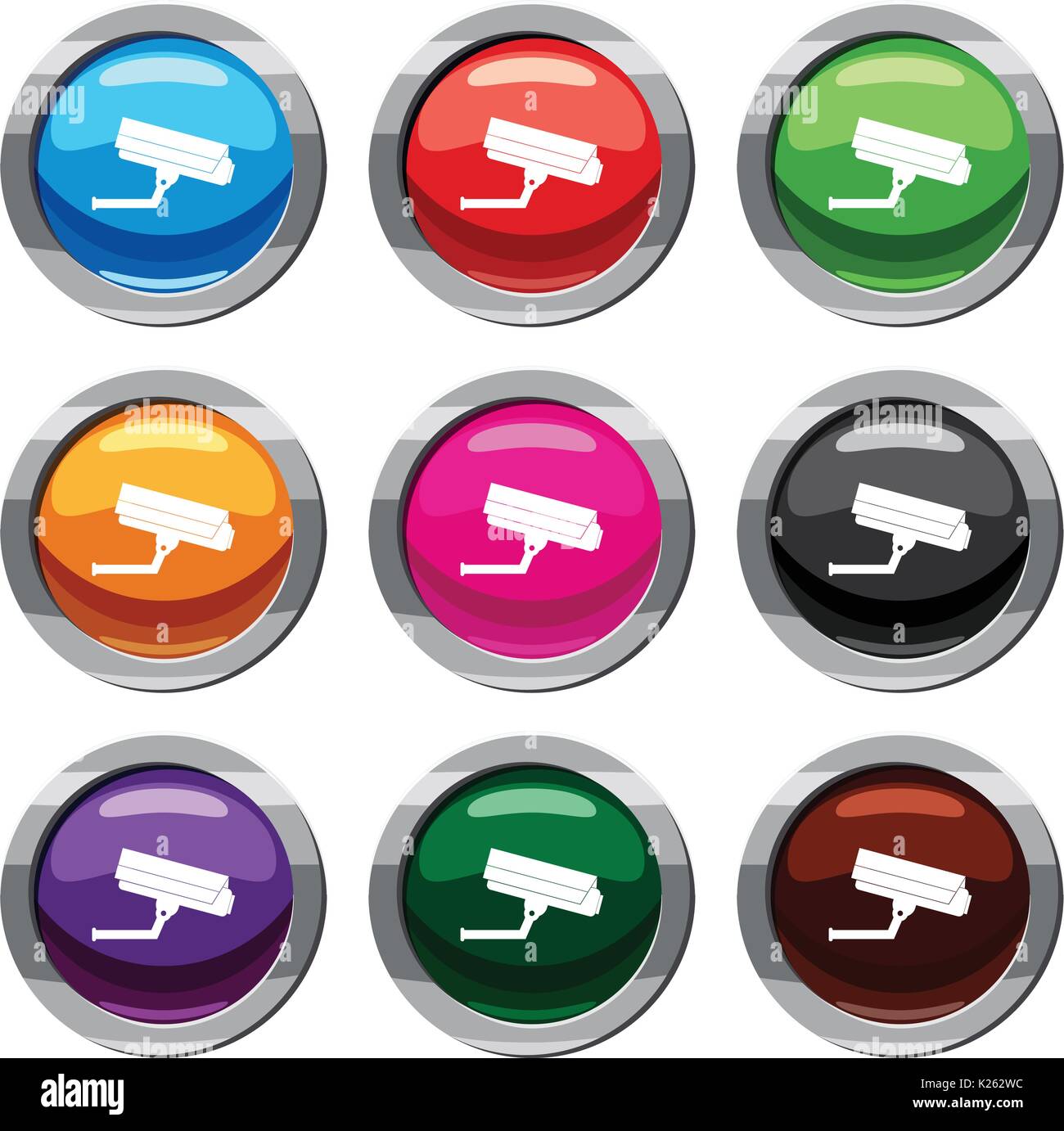 Surveillance camera set 9 collection Stock Vector