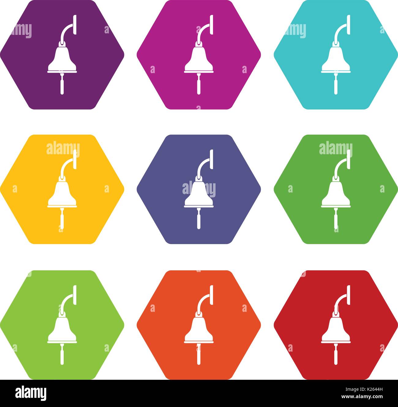 Ship bell icon set color hexahedron Stock Vector
